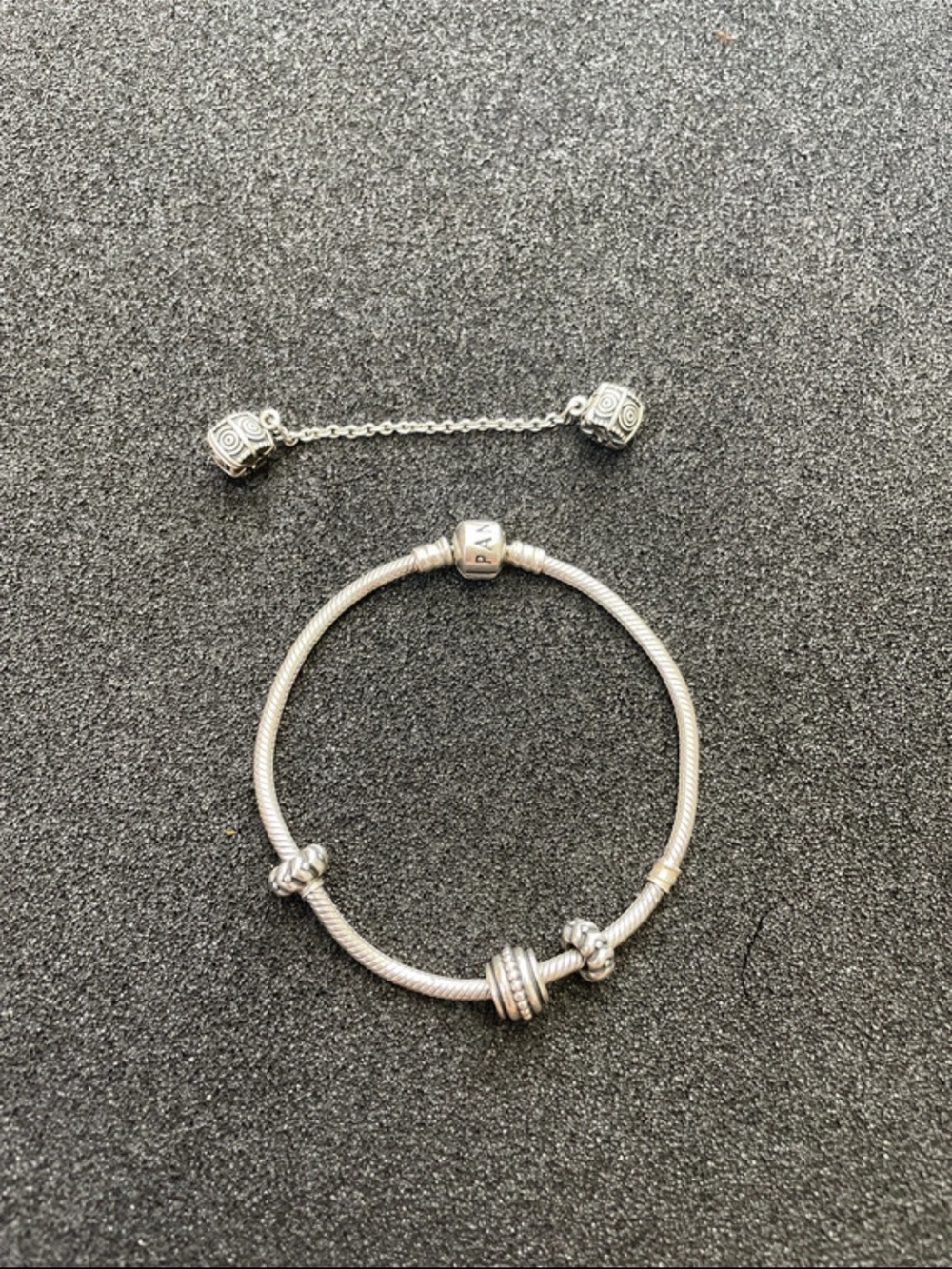 Pandora Silver Bracelet with Charm Safety Chain